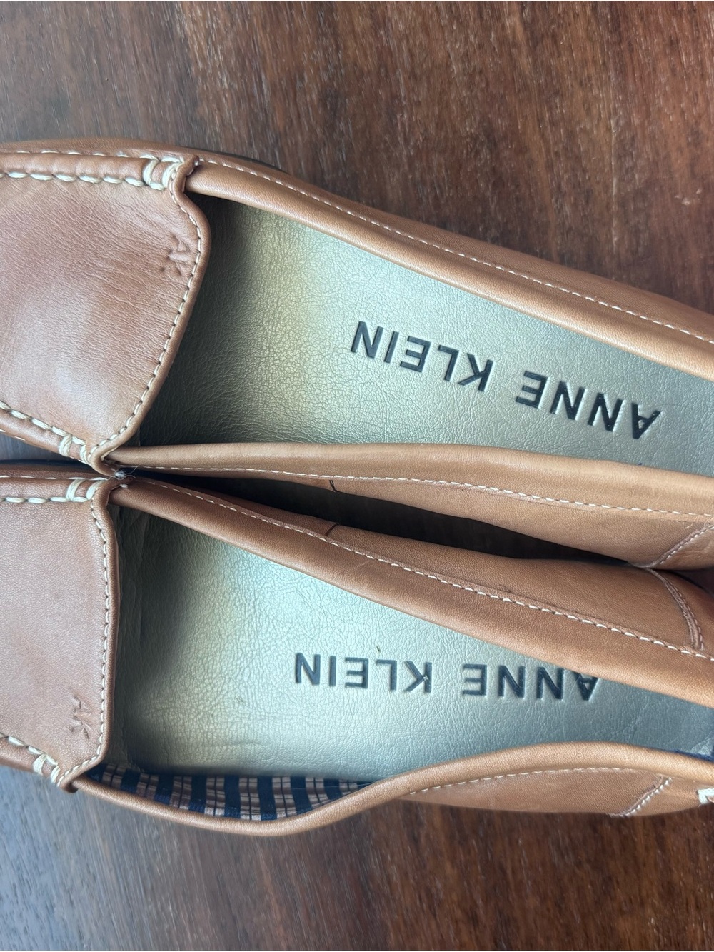 Anne Klein Camel/Tan Leather Slip-On Loafers